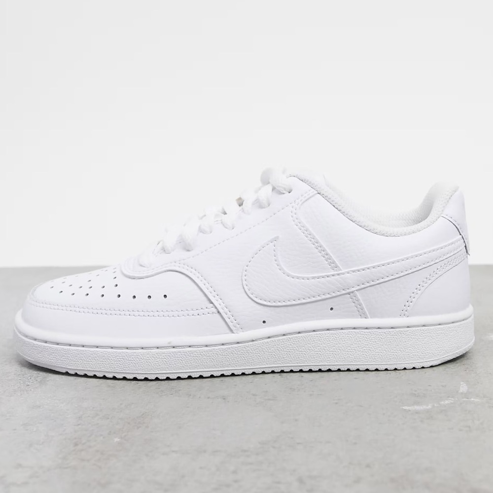 Nike Court Vision Low leather sneakers in triple white - US 7